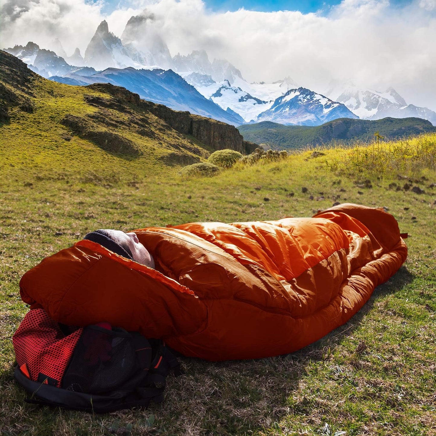 Mummy Bag + Travel Pillow W/Compact Compression Sack – 4 Season Sleeping Bag for Adults & Kids – Lightweight Warm and Washable, for Hiking Traveling & Outdoor Activities