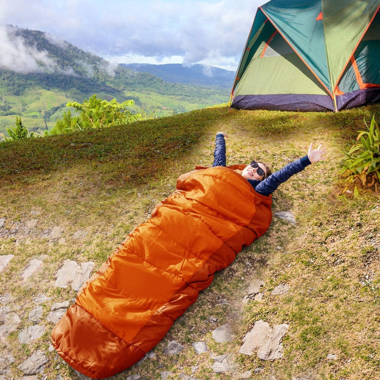 Mummy Bag + Travel Pillow W/Compact Compression Sack – 4 Season Sleeping Bag for Adults & Kids – Lightweight Warm and Washable, for Hiking Traveling & Outdoor Activities
