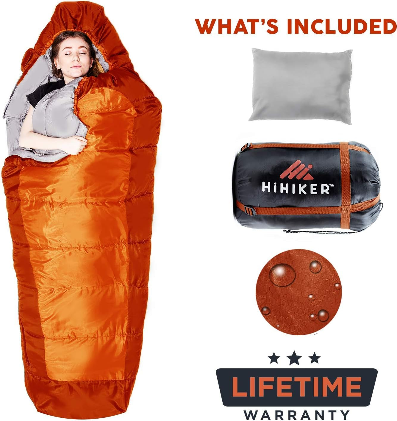 Mummy Bag + Travel Pillow W/Compact Compression Sack – 4 Season Sleeping Bag for Adults & Kids – Lightweight Warm and Washable, for Hiking Traveling & Outdoor Activities