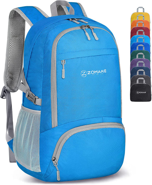 Lightweight Packable Backpack 30L, Foldable Hiking Backpacks Water Resistant Compact Folding Daypack for Travel(Light Blue)